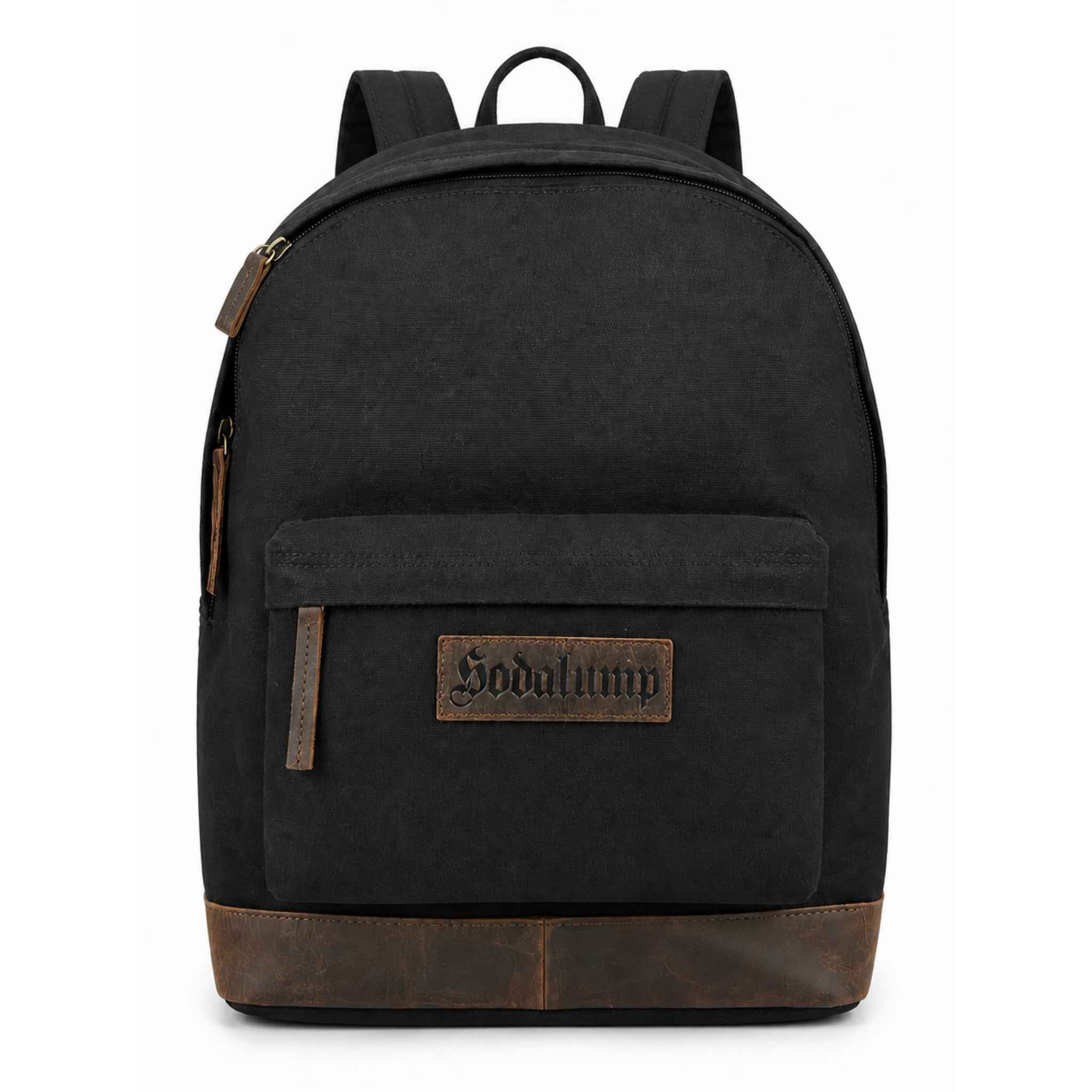 Hodalump City Rucksack Vorderansicht – zeitloses Design mit Büffelleder-Detail