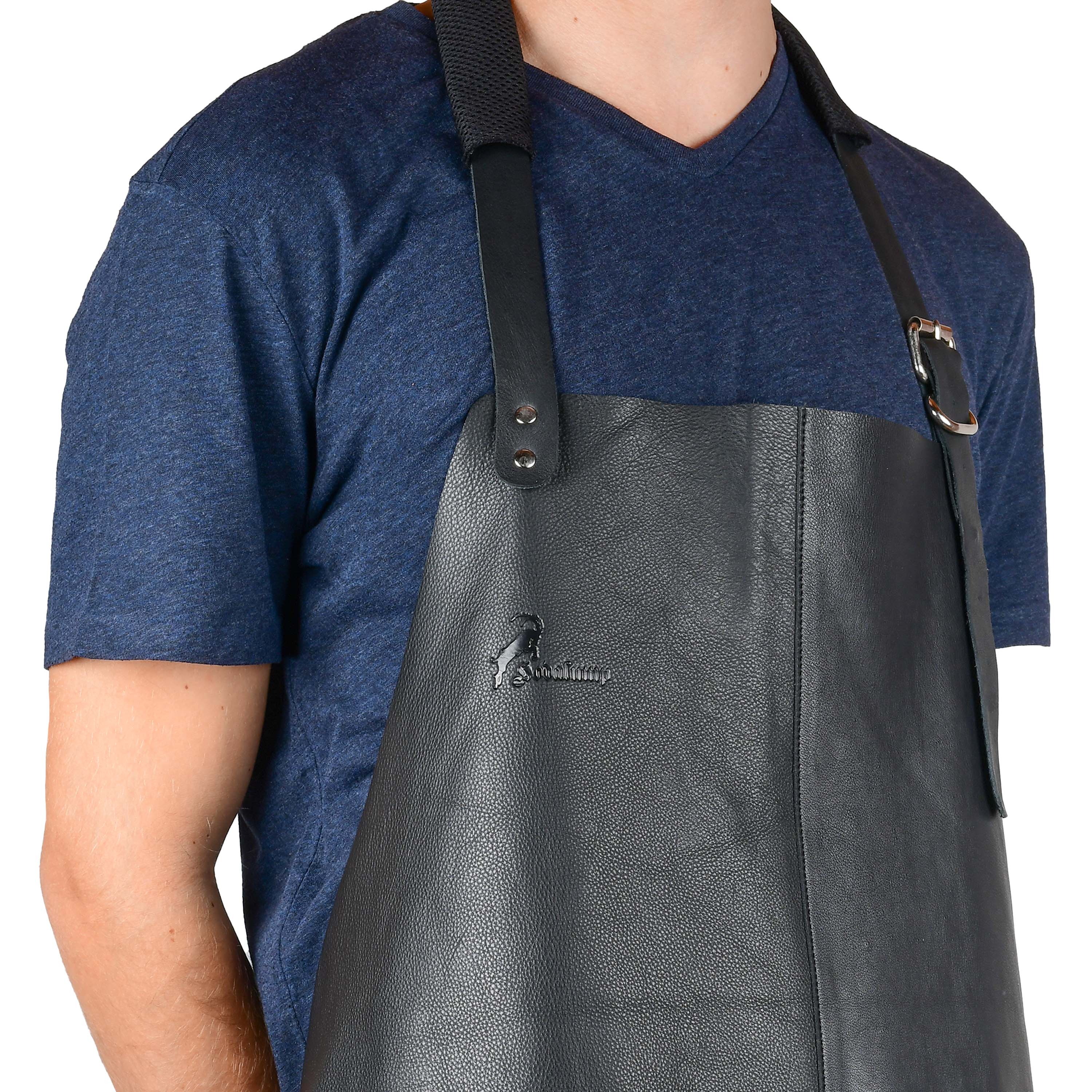 Grill-Weste aus echtem Büffel-Leder T-Shirt Hodalump & Ratschkatl Schwarz