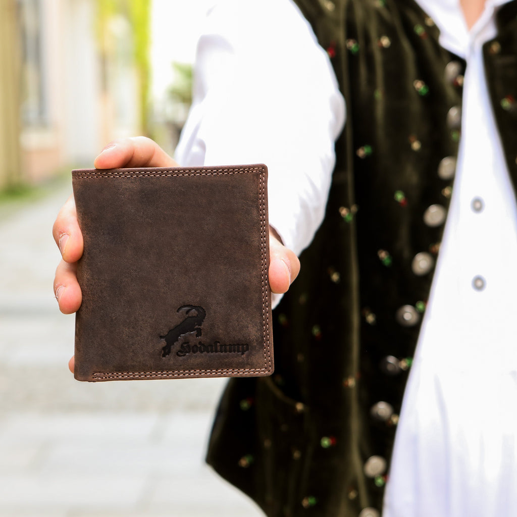 Große Herren-Brieftasche aus Leder im Hochformat
