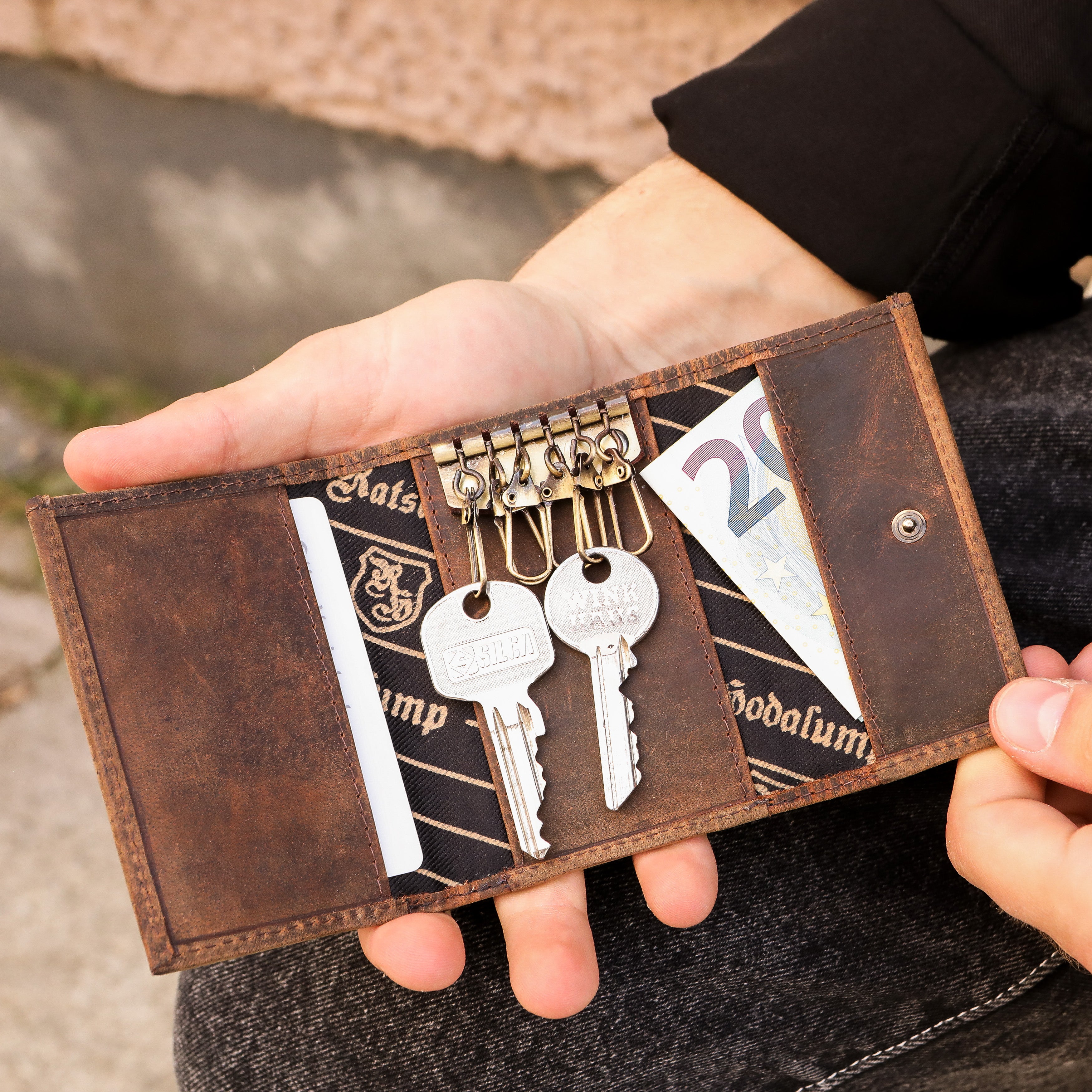 Schlüsselbörse Harry – Leder-Schlüsselmäppchen mit Reißverschluss