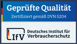 Zertifikat geprüfte Qualität für Hodalump Lederhose aus Ziegenleder nach DVN:5204.